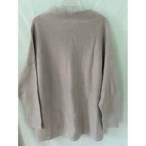 Womens Taupe Ribbed Mock Neck Batwing Sleeve Oversized Knit Sweater Large
